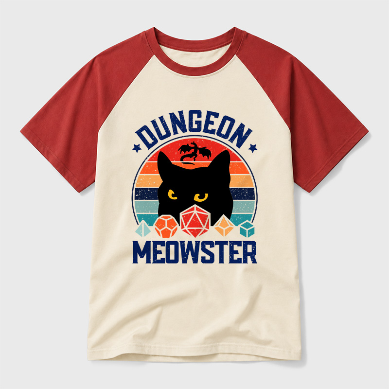 Dungeon Meowster Geek Retro Raglan T-Shirt