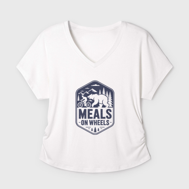 Natural Meals On Wheels Geek Dolman Sleeve V-Neck Shirt
