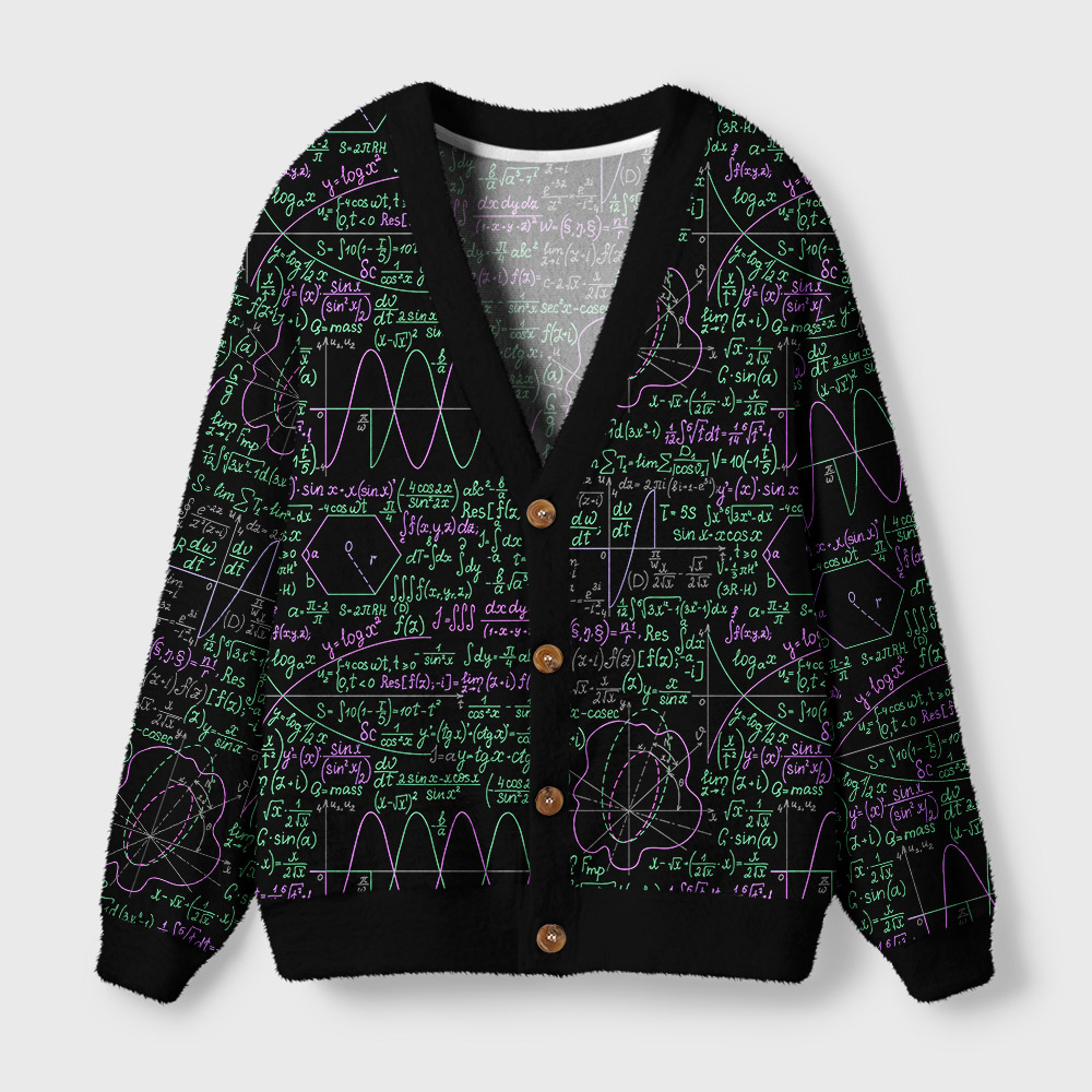 Math Function Curve Black Geek Ugly Cardigan Sweaters