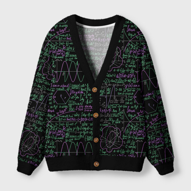 Math Function Curve Black Geek Ugly Cardigan Sweaters