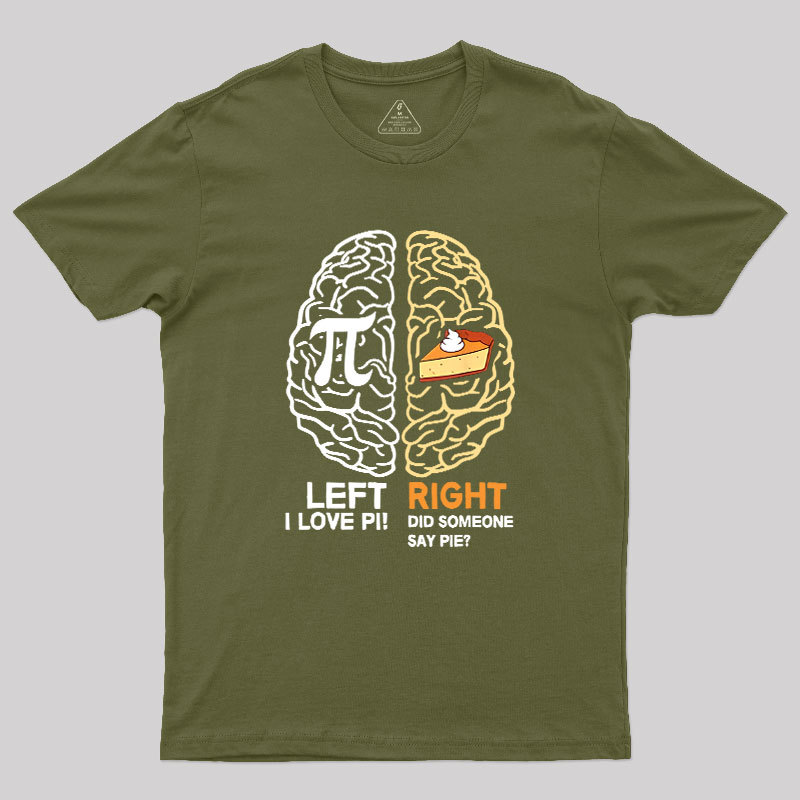 Funny Pi Day Left Vs Right Brain Pie Geek T-Shirt