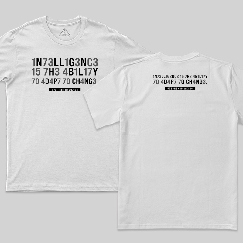 Intelligence-Stephen Hawking Science Nerd Front and Back Printed T-Shirt