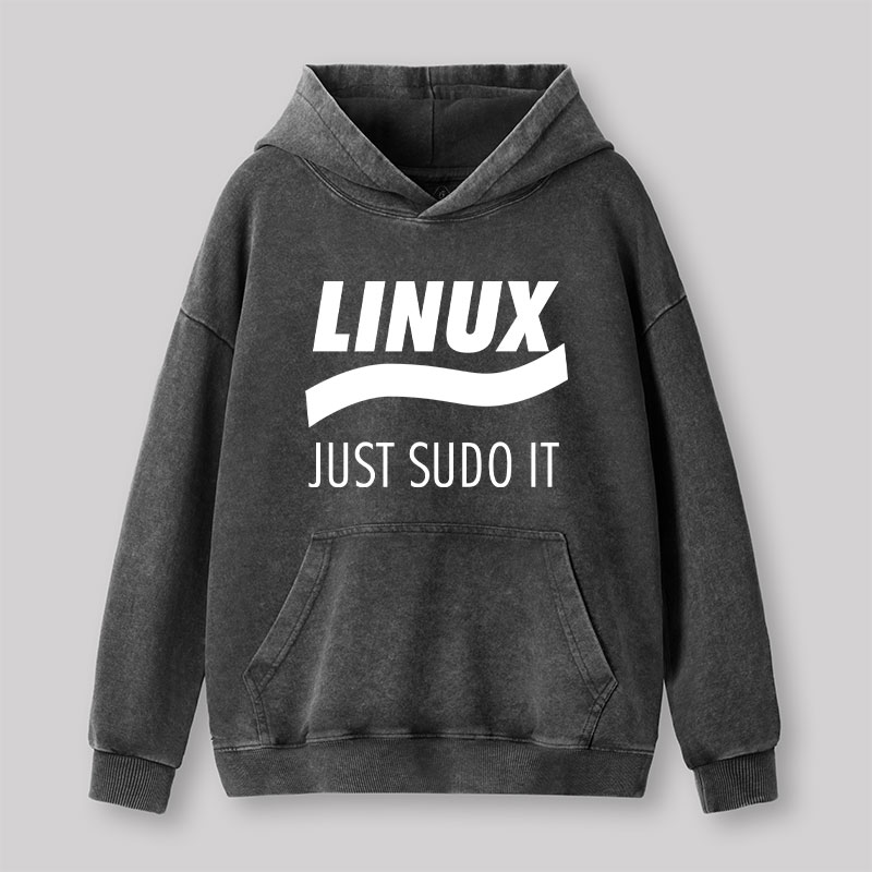 Linux Just Sudo It Geek Washed Hoodie