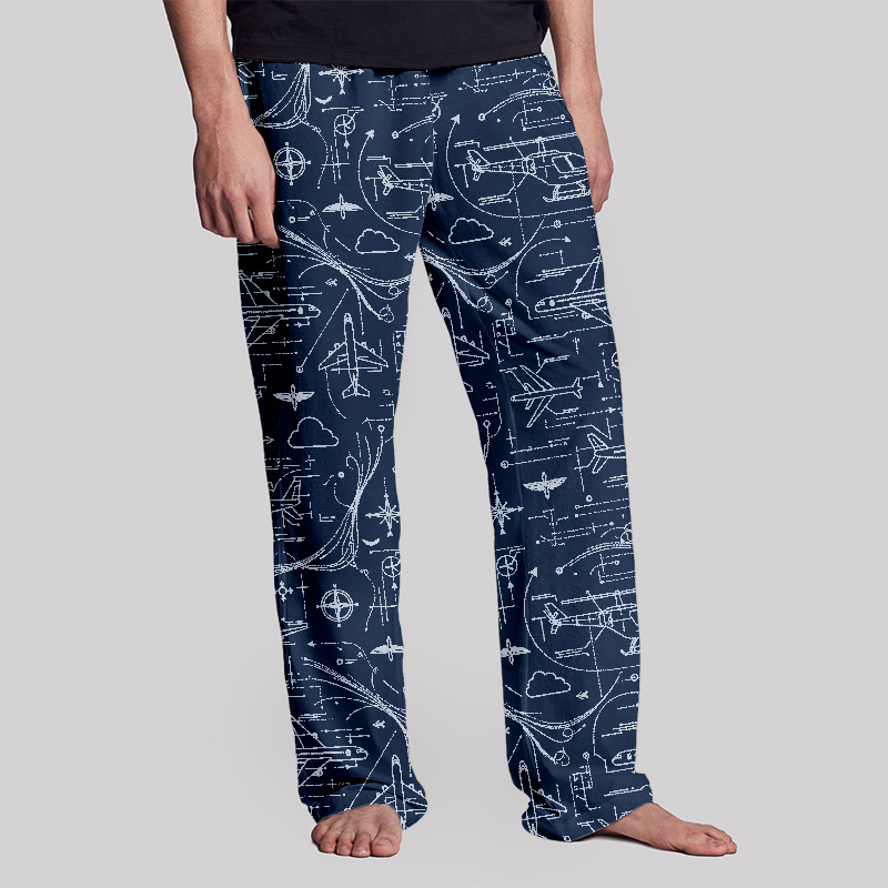 Flight Blueprint Print Geek Loungewear Pants