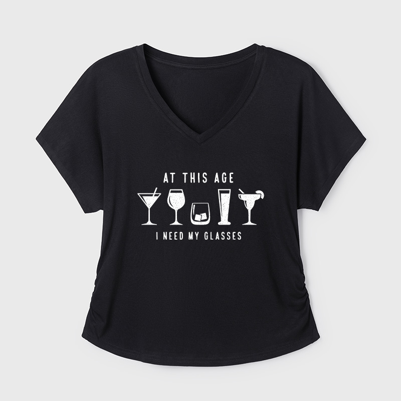 I Need My Glasses Geek Dolman Sleeve V-Neck Shirt