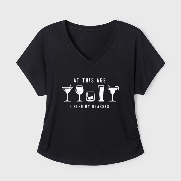 I Need My Glasses Geek Dolman Sleeve V-Neck Shirt