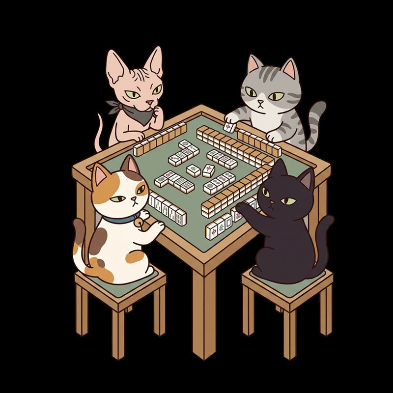 Cat Mahjong Geek T-Shirt