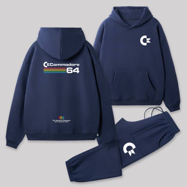 Commodore 64 White Front and Back Printed Geek Fleece Hoodie Set