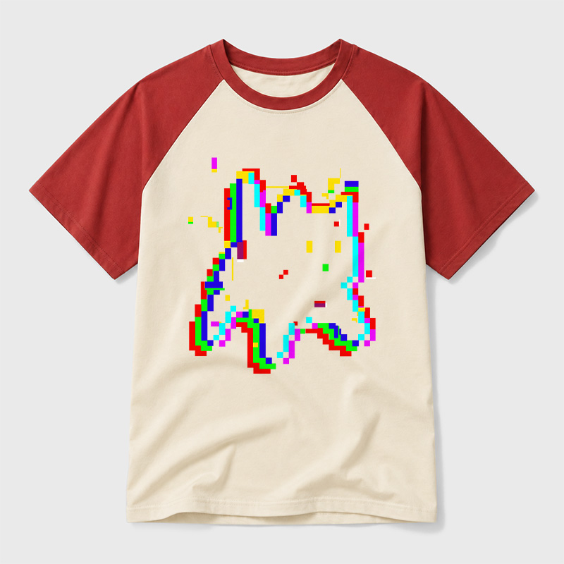8 Glitch Geek Retro Raglan T-Shirt