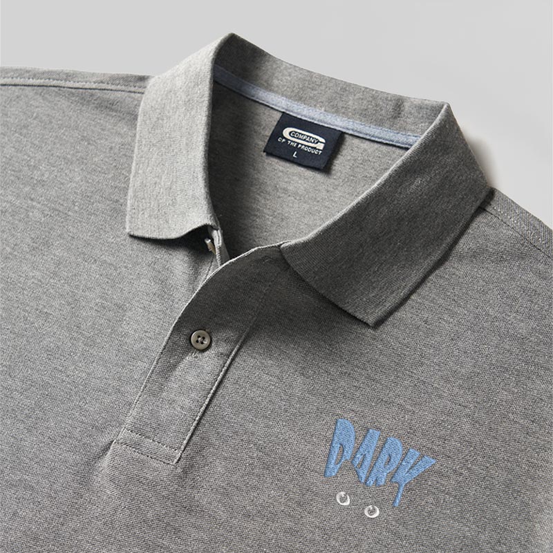 Dark Cat Geek Embroidered Polo Shirt