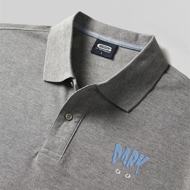 Dark Cat Geek Embroidered Polo Shirt