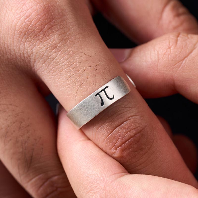 Pi Geek Silver Band Ring