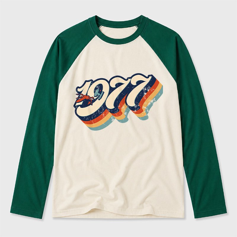 1977 Vintage Geek Retro Raglan Long-Sleeve Tee