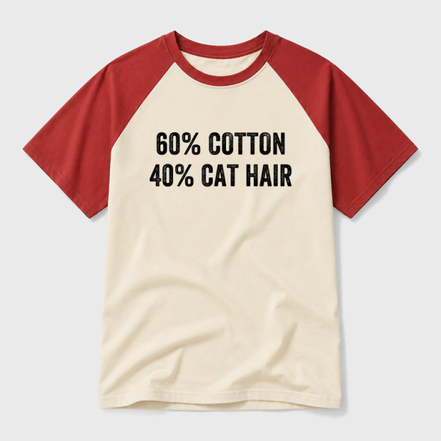 60 Cotton 40 Cat Hair Geek Retro Raglan T-Shirt