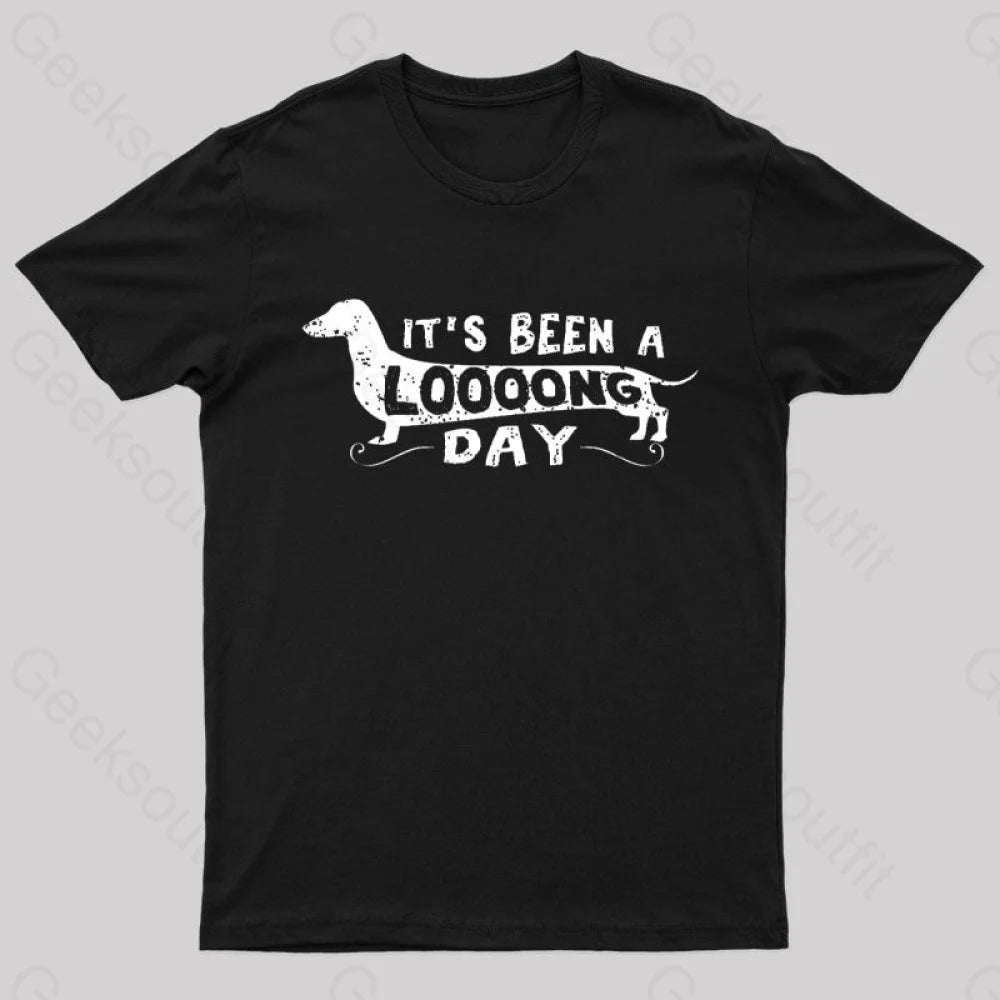 Dachshund Dog Its Been A Long Day Nerd T-Shirt Black / S