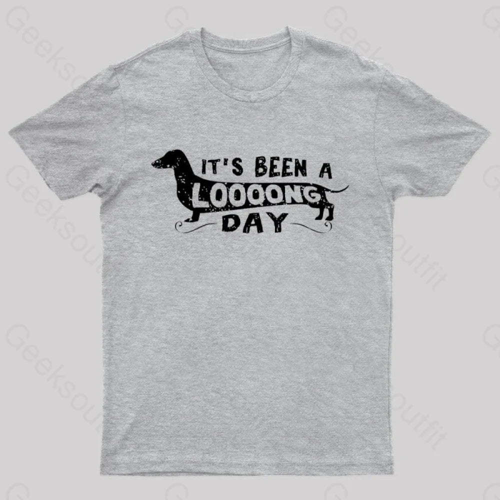 Dachshund Dog Its Been A Long Day Nerd T-Shirt Grey / S