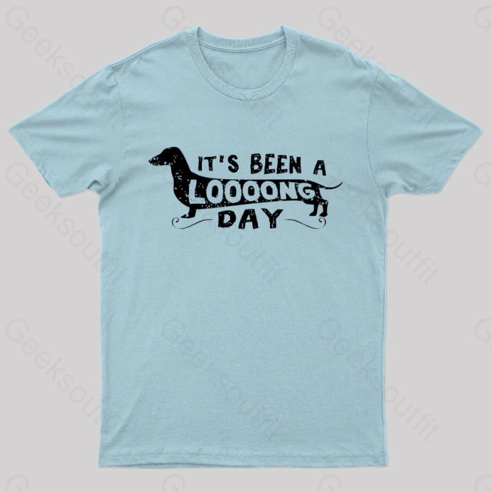 Dachshund Dog Its Been A Long Day Nerd T-Shirt Light Blue / S