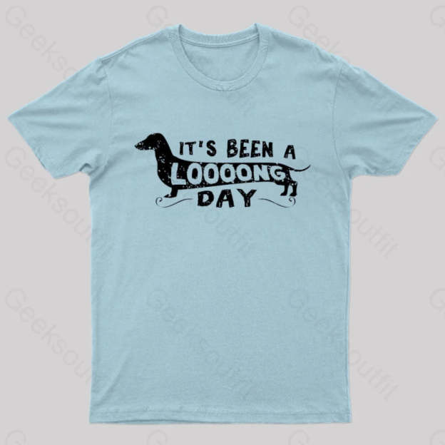 Dachshund Dog Its Been A Long Day Nerd T-Shirt Light Blue / S