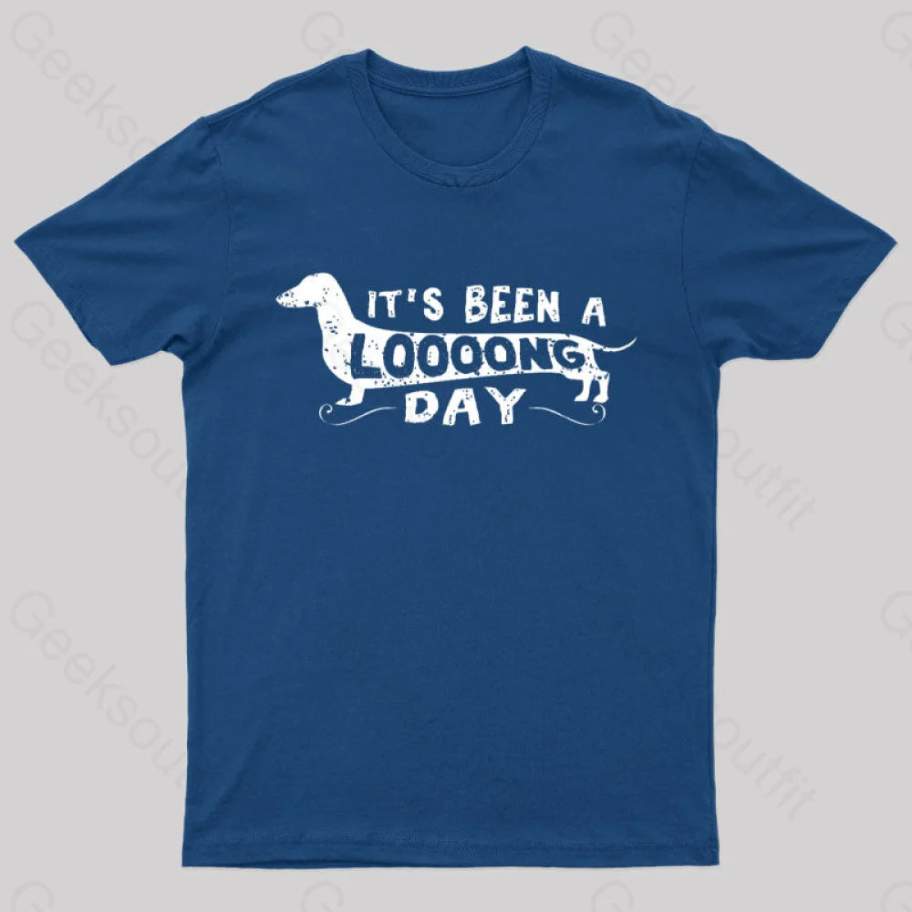 Dachshund Dog Its Been A Long Day Nerd T-Shirt Navy / S