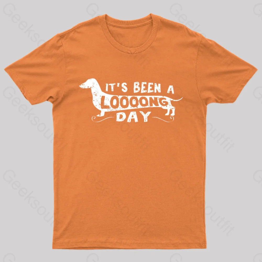 Dachshund Dog Its Been A Long Day Nerd T-Shirt Orange / S