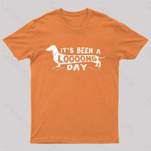 Dachshund Dog Its Been A Long Day Nerd T-Shirt Orange / S