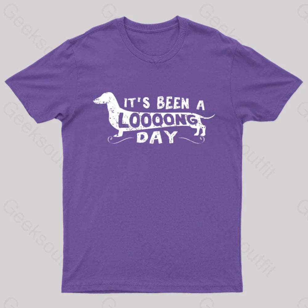 Dachshund Dog Its Been A Long Day Nerd T-Shirt Purple / S