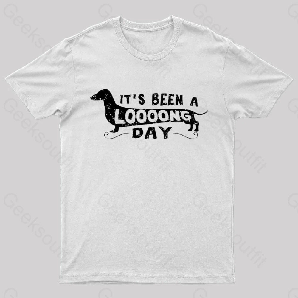 Dachshund Dog Its Been A Long Day Nerd T-Shirt White / S