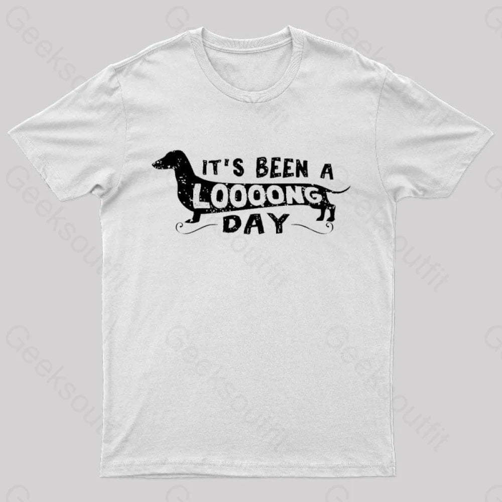 Dachshund Dog Its Been A Long Day Nerd T-Shirt White / S