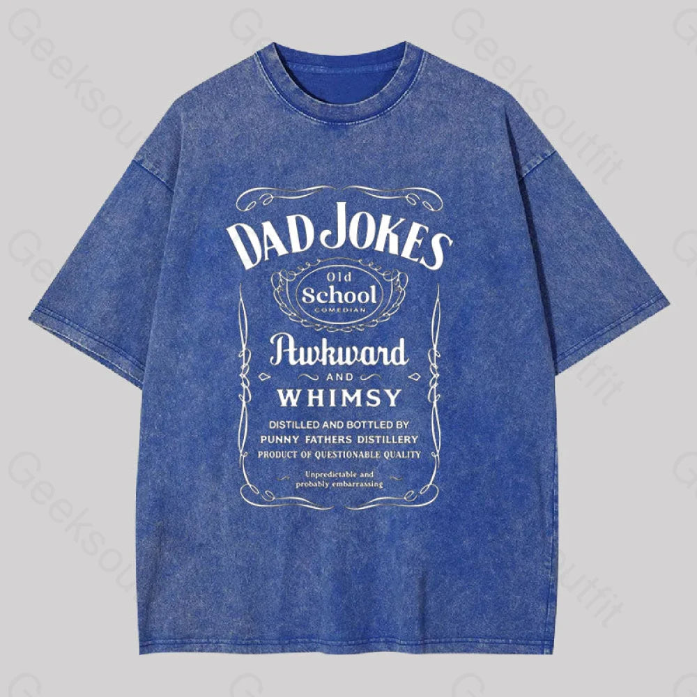Dad Jokes Distillery Geek Washed T-Shirt Blue / S