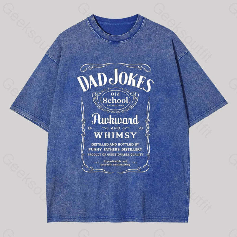 Dad Jokes Distillery Geek Washed T-Shirt Blue / S