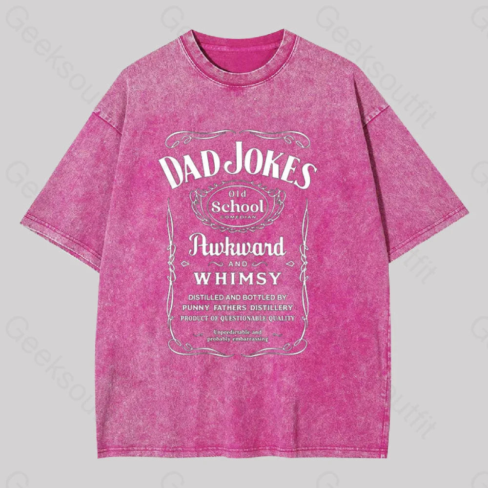 Dad Jokes Distillery Geek Washed T-Shirt Rose Red / S