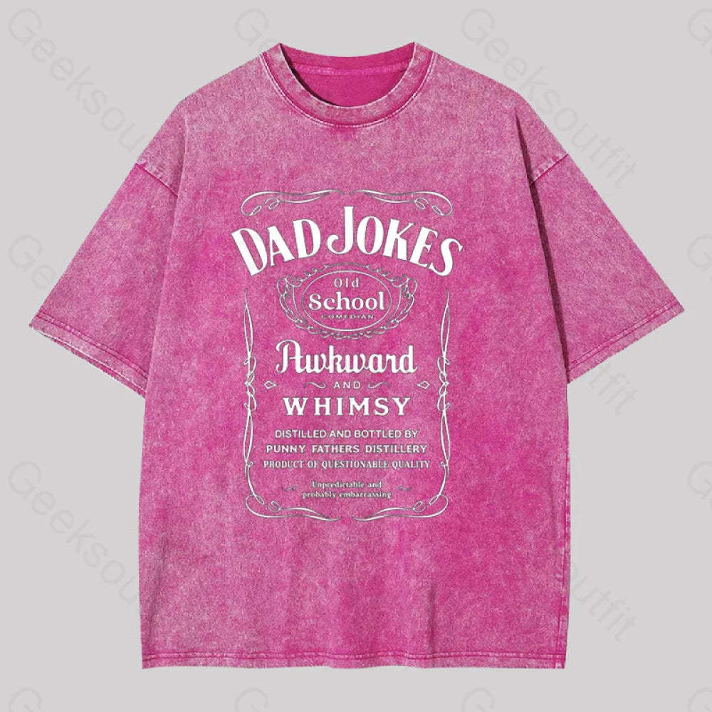 Dad Jokes Distillery Geek Washed T-Shirt Rose Red / S