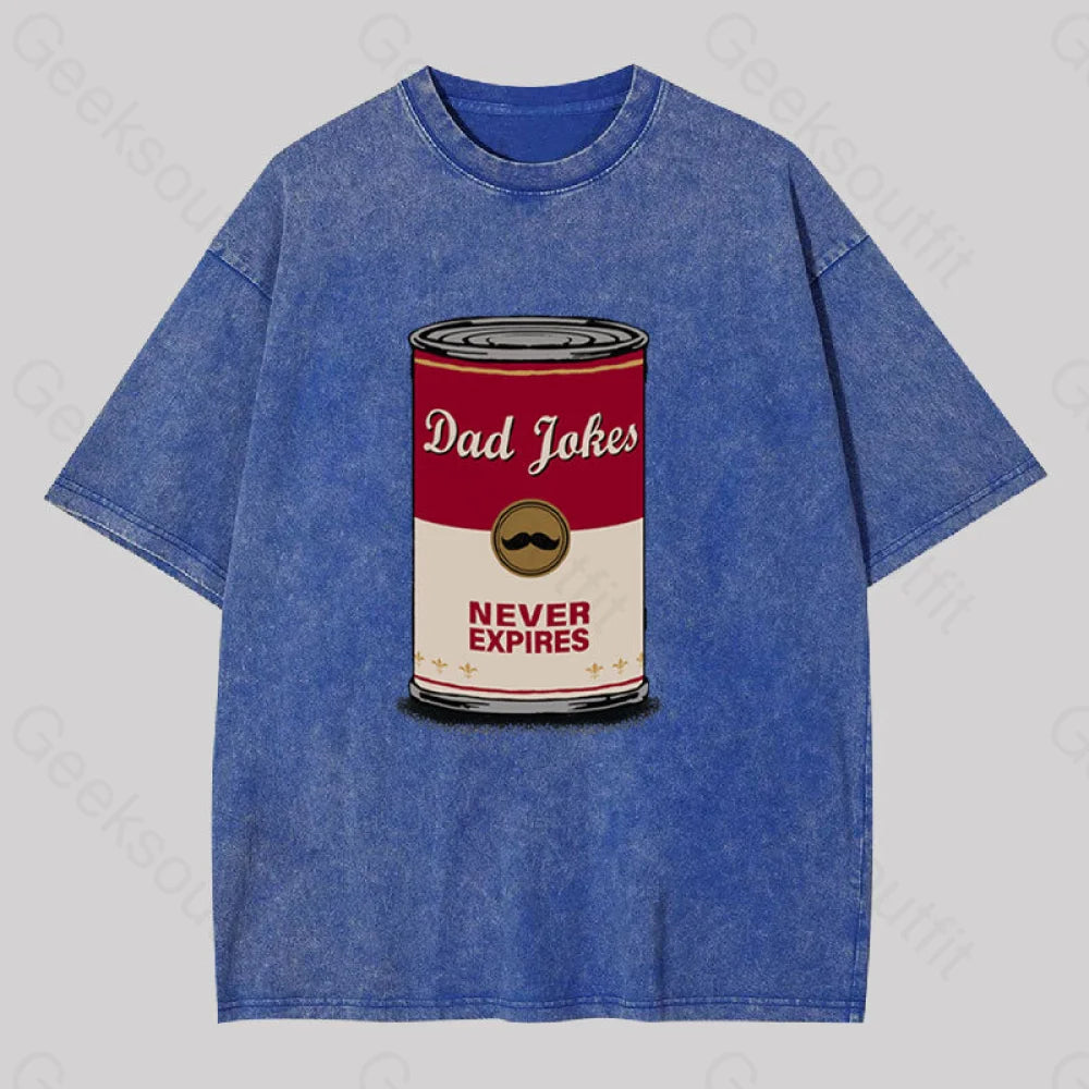 Dad Jokes Never Expire Washed T-Shirt Blue / S
