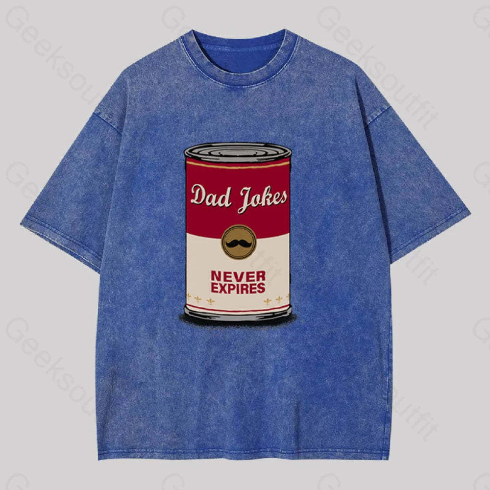 Dad Jokes Never Expire Washed T-Shirt Blue / S