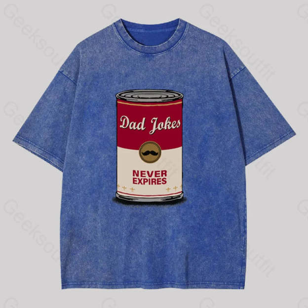 Dad Jokes Never Expire Washed T-Shirt Blue / S