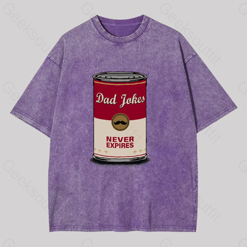 Dad Jokes Never Expire Washed T-Shirt Purple / S
