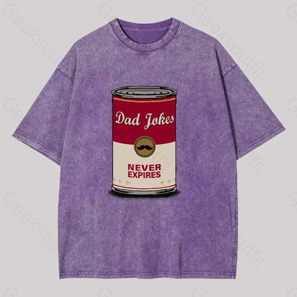 Dad Jokes Never Expire Washed T-Shirt Purple / S