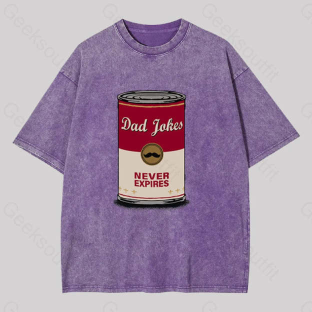 Dad Jokes Never Expire Washed T-Shirt Purple / S