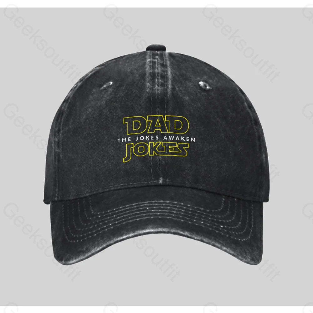 Dad Jokes The Awaken Washed Vintage Baseball Cap Black