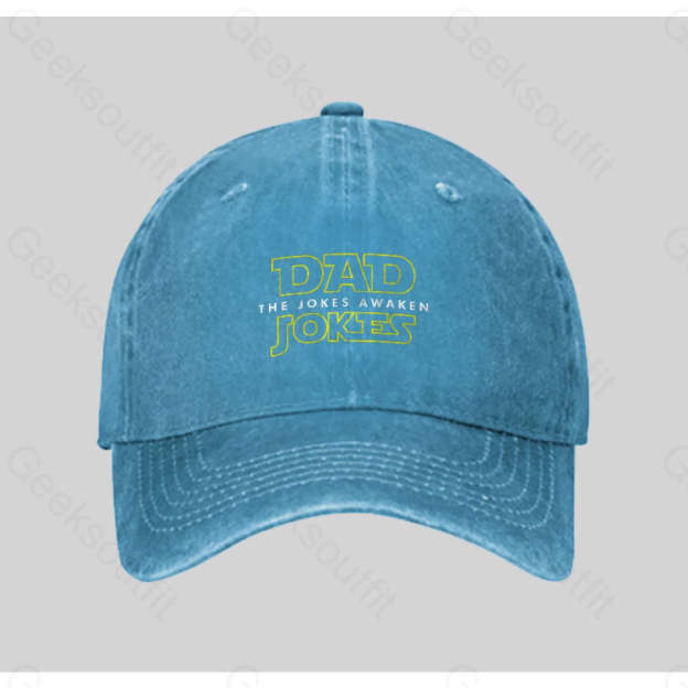 Dad Jokes The Awaken Washed Vintage Baseball Cap Blue