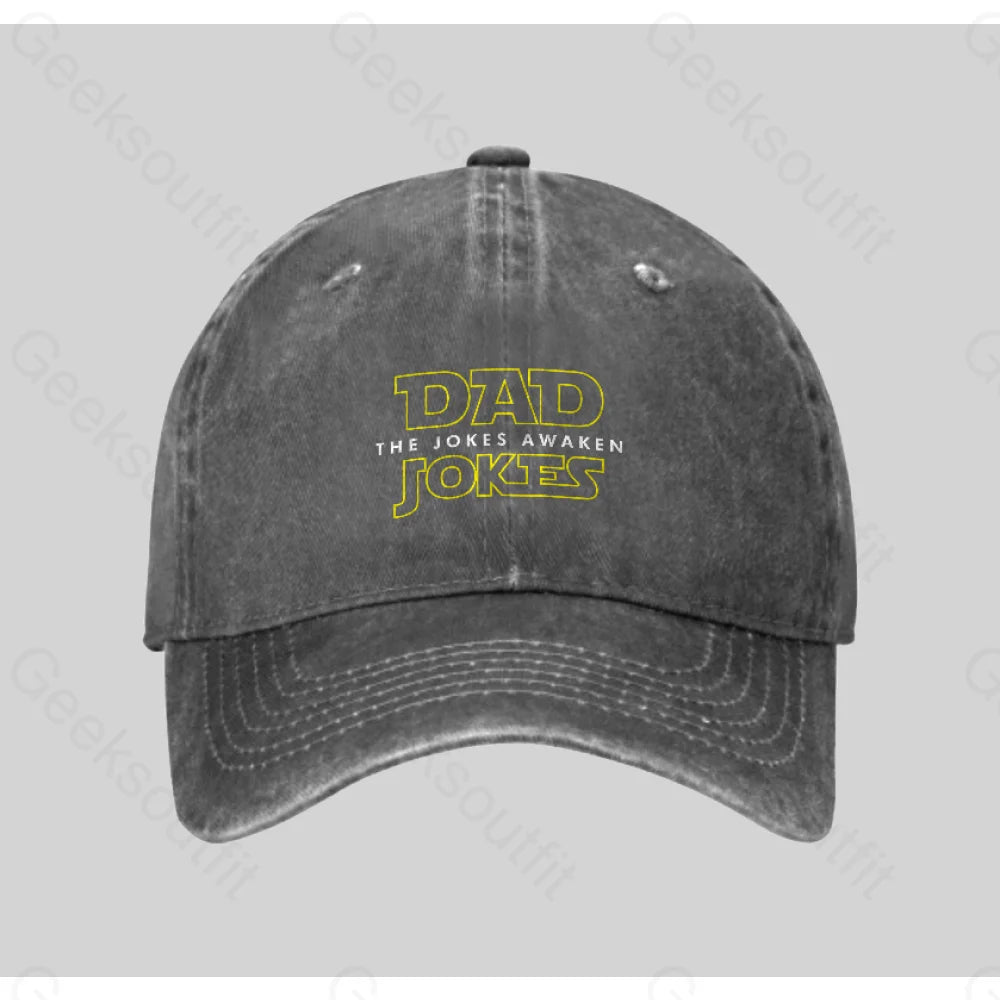 Dad Jokes The Awaken Washed Vintage Baseball Cap Grey