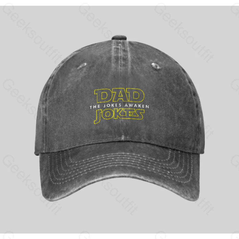 Dad Jokes The Awaken Washed Vintage Baseball Cap Grey
