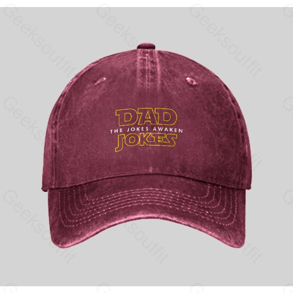 Dad Jokes The Awaken Washed Vintage Baseball Cap Red