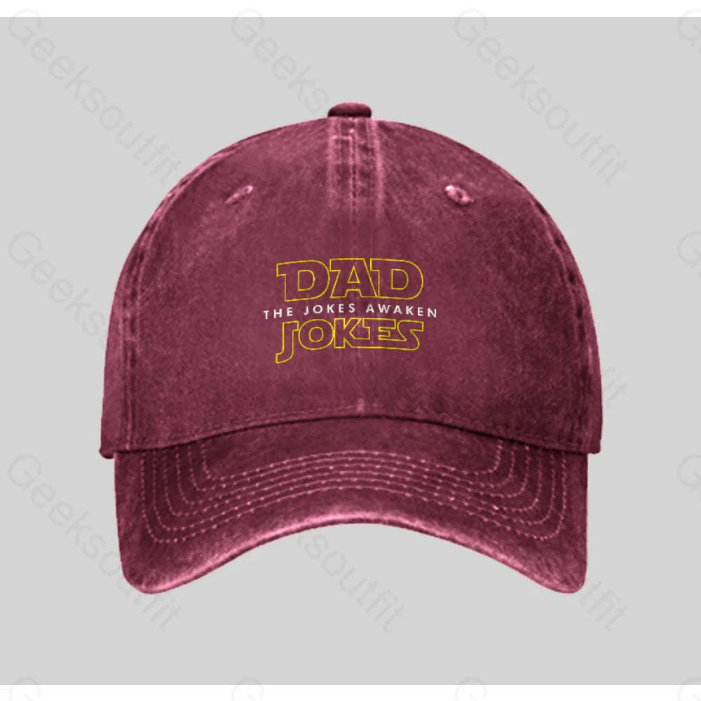 Dad Jokes The Awaken Washed Vintage Baseball Cap Red