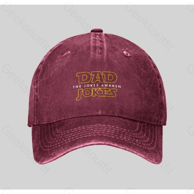 Dad Jokes The Awaken Washed Vintage Baseball Cap Red