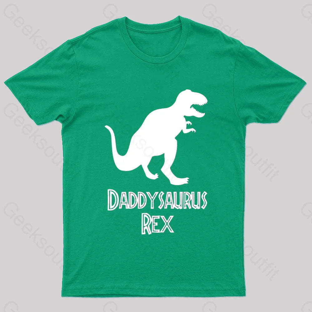 Daddysaurus Rex Geek T-Shirt Green / S