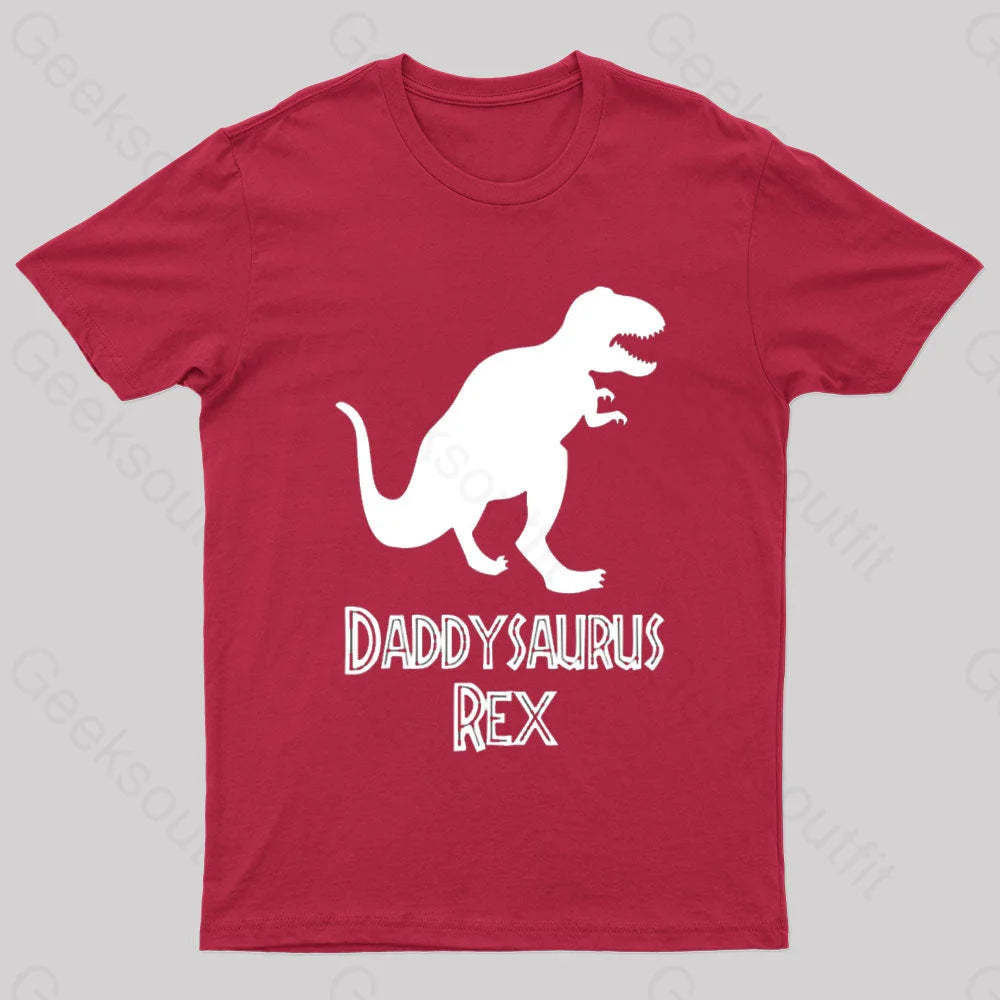 Daddysaurus Rex Geek T-Shirt Red / S