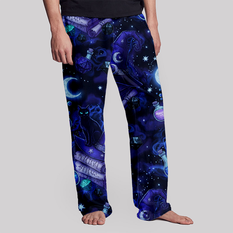 Magic Cats and DND Night Print Geek Loungewear Pants