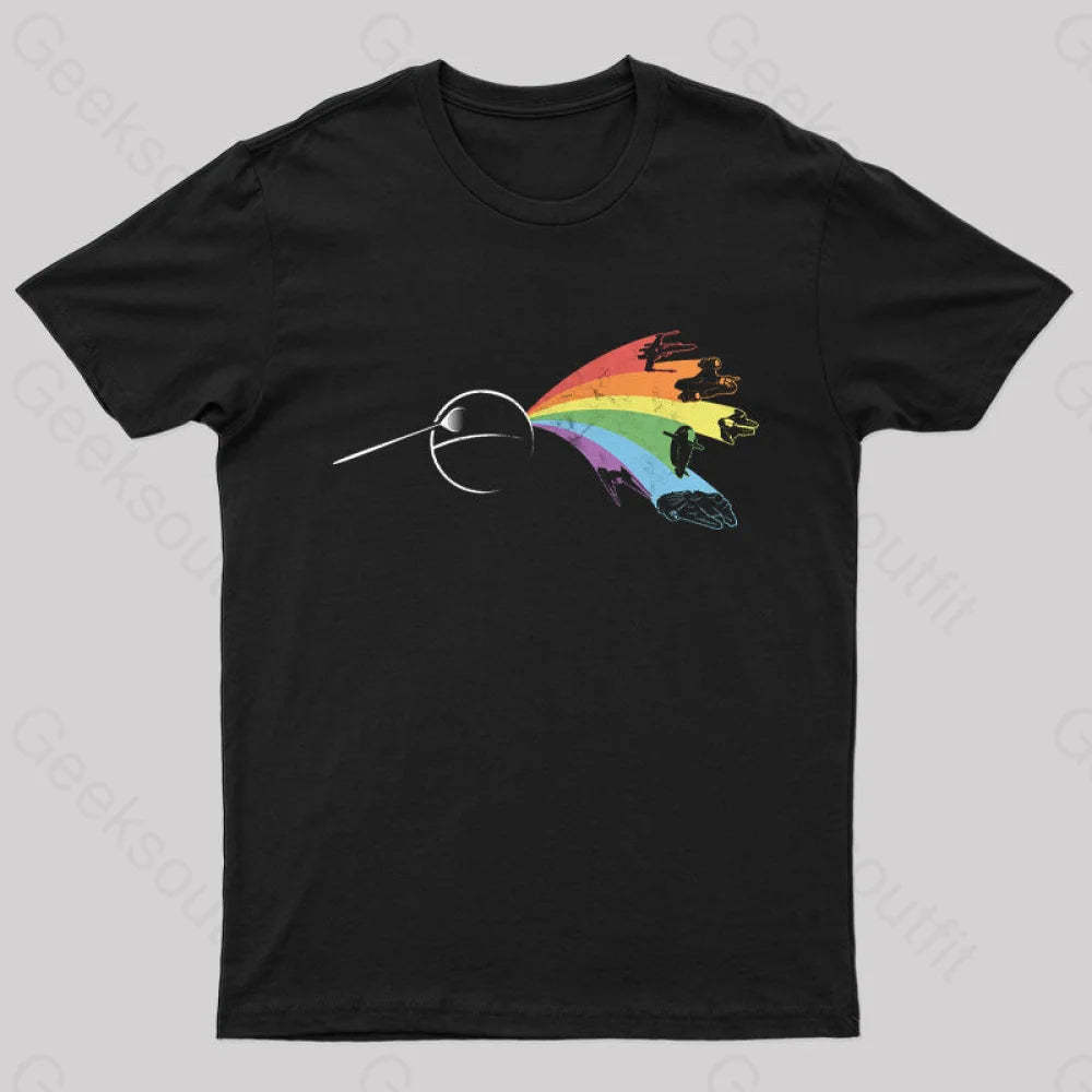Dark Side Of The Death Star Geek T-Shirt Black / S
