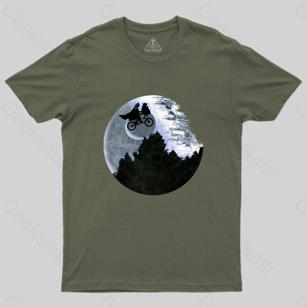 Darth Vader Riding A Bike With Weird Yoda T-Shirt Army Green / S